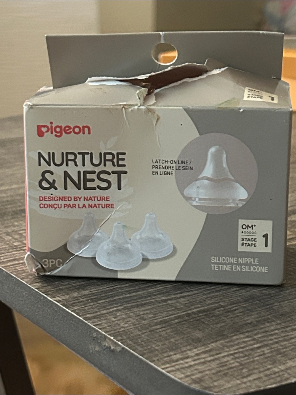 Pigeon Nurture & Nest Silicone Nipples - Clear (3pc) stage 1